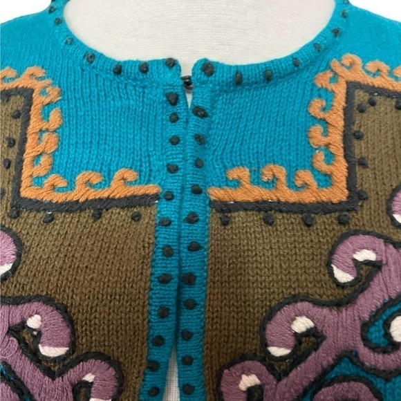 rafia Vintage 80's Embroidered Sweater Women's Size M - Picture 4 of 8